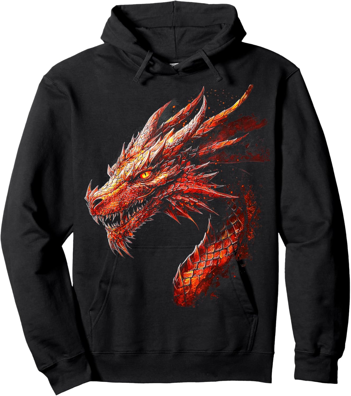 Red Dragon Pattern Mythical Art Red Dragon , Black, S Hoodie - Hoodie | Black