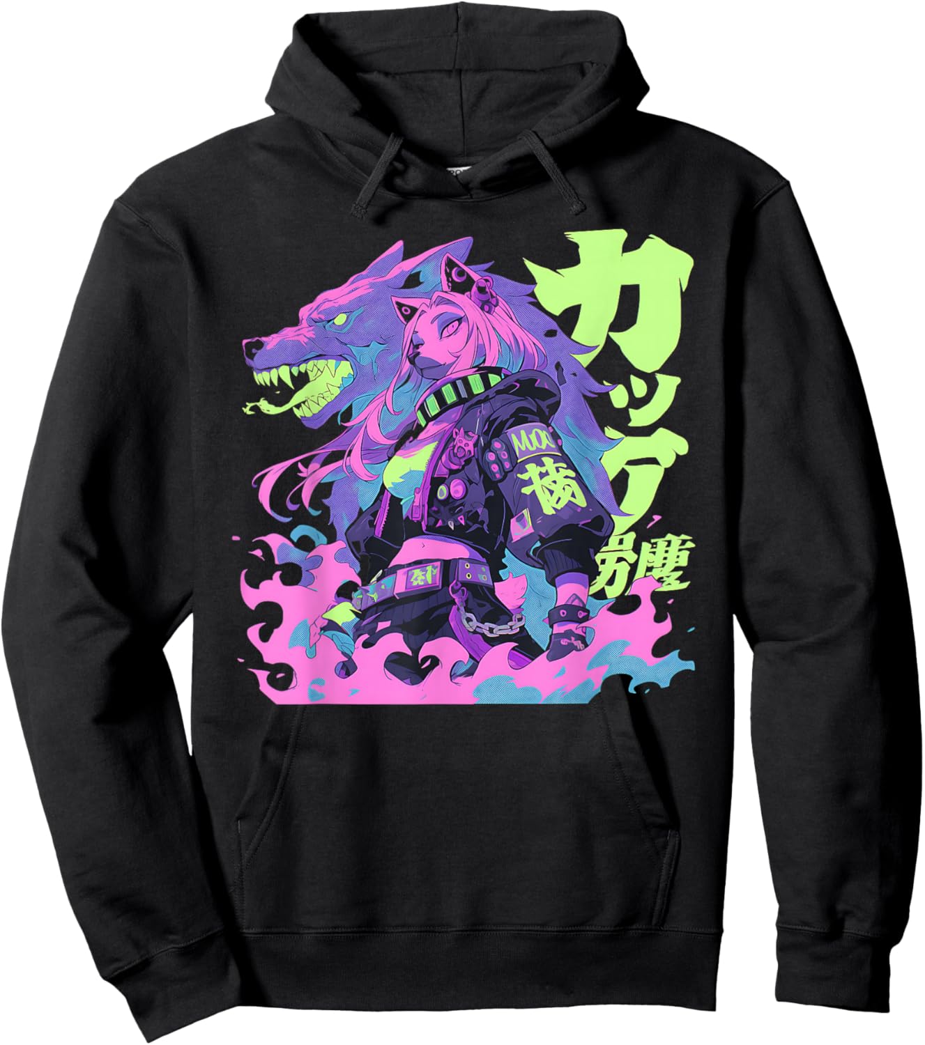Goth Grunge Demon Anime Furry Wolf Horror Alt Aesthetic Hoodie - Hoodie | Black