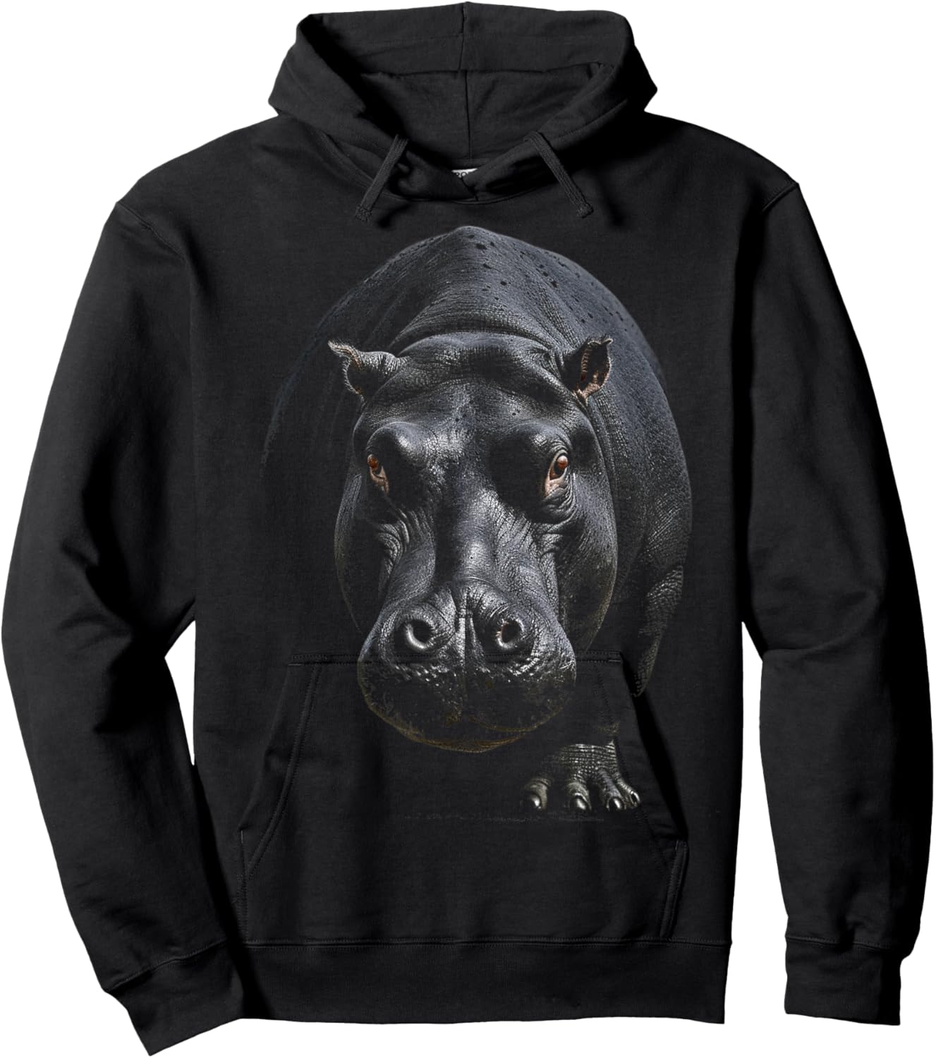 Hippo Portrait Art Animal Illustration Graphic Hippo Hoodie - Hoodie | Black