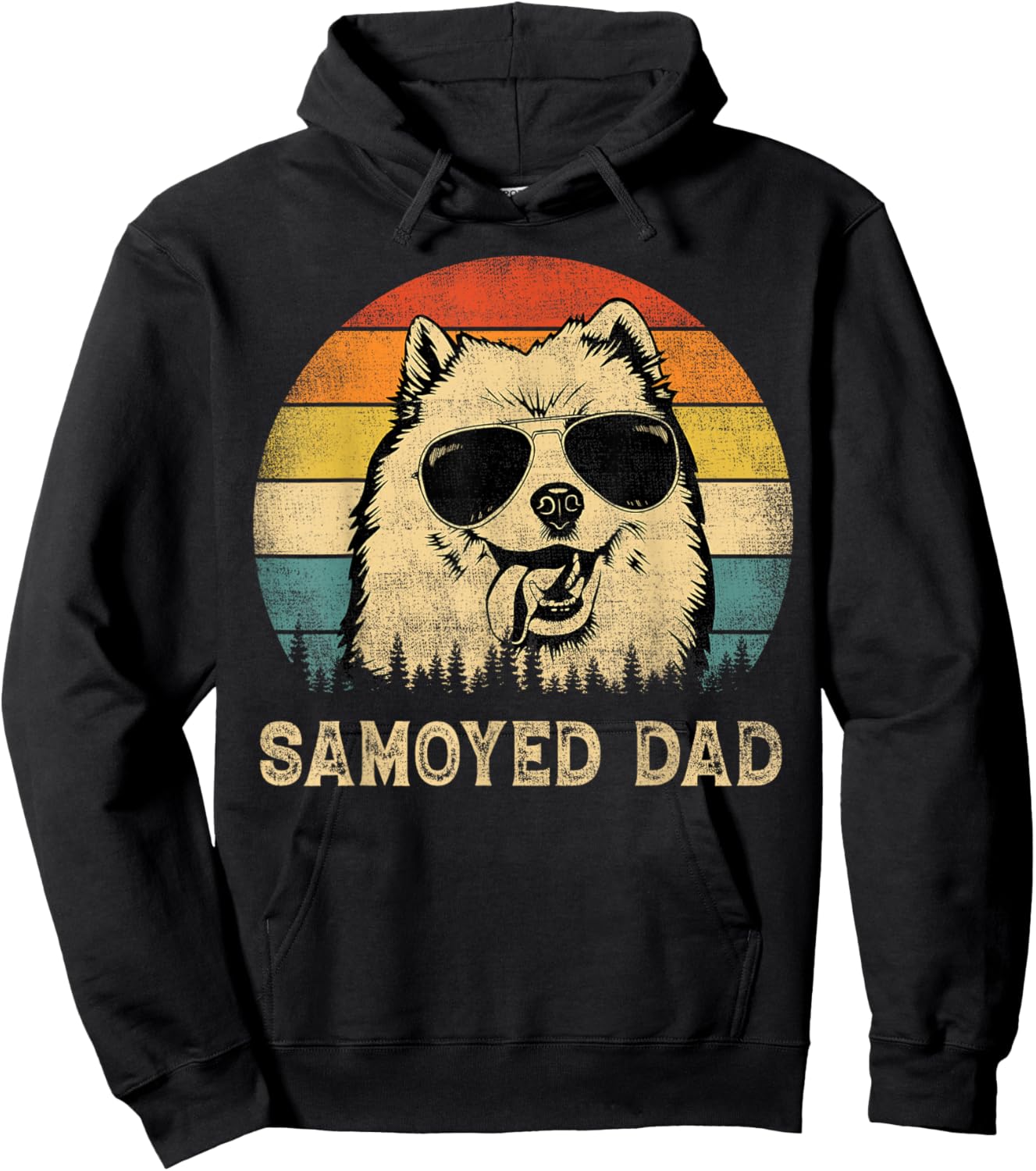 Vintage Samoyed Dad Dog Lovers Father's Day Men Women Hoodie - Hoodie | Black