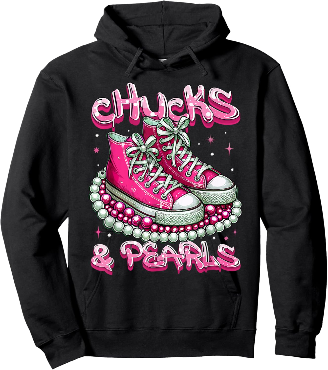 Pink Chucks And Pearls Women Hoodie - Hoodie | Black