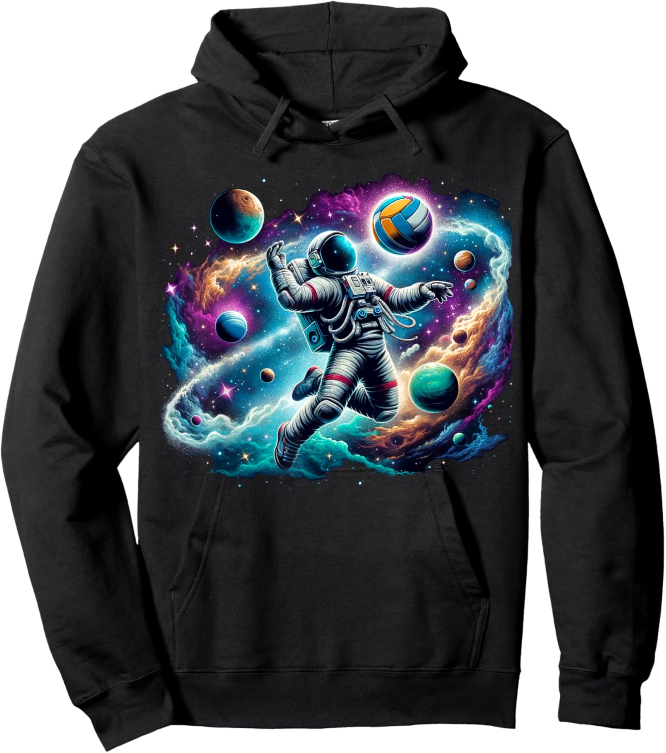 Volleyball on Volleyball player Astronaut Volleyball Hoodie - Hoodie | Black