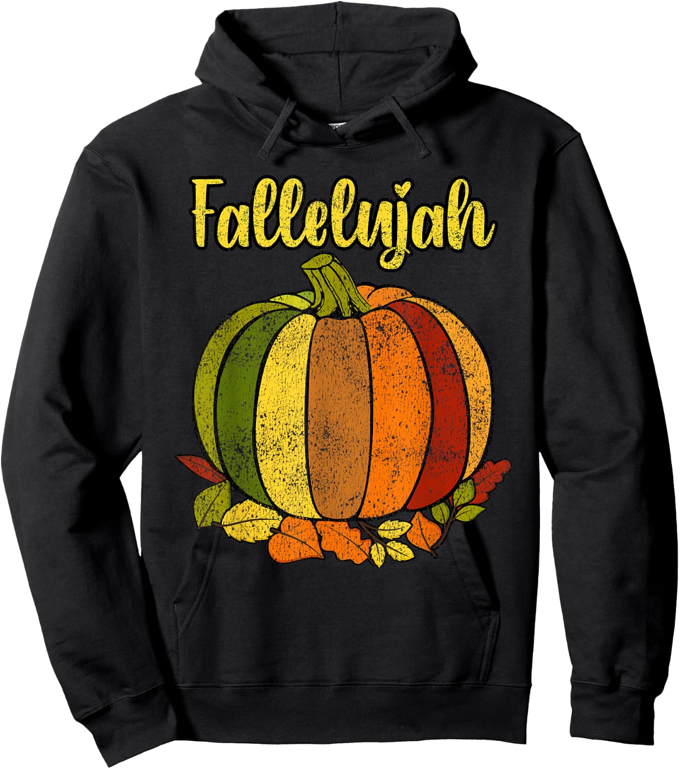 Fallelujah Fall Pumpkin Retro Distressed Autumn Halloween Hoodie - Hoodie | Black