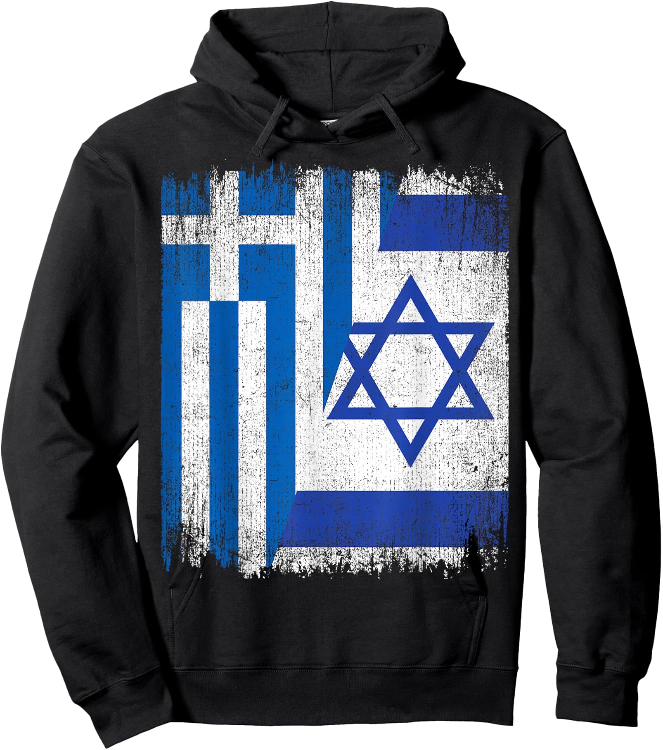 Half Greece Israel Flag Greek Israelis Pride Roots Hoodie - Hoodie | Black