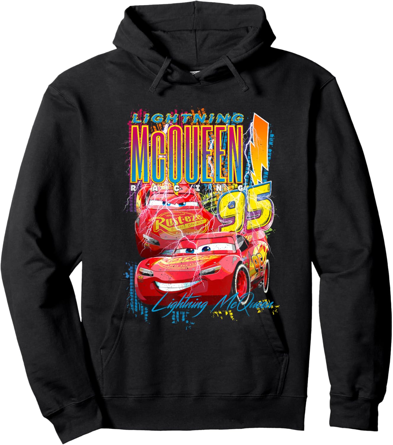 Disney Pixar Cars Lightning McQueen Racing Thunder Poster Hoodie - Hoodie | Black