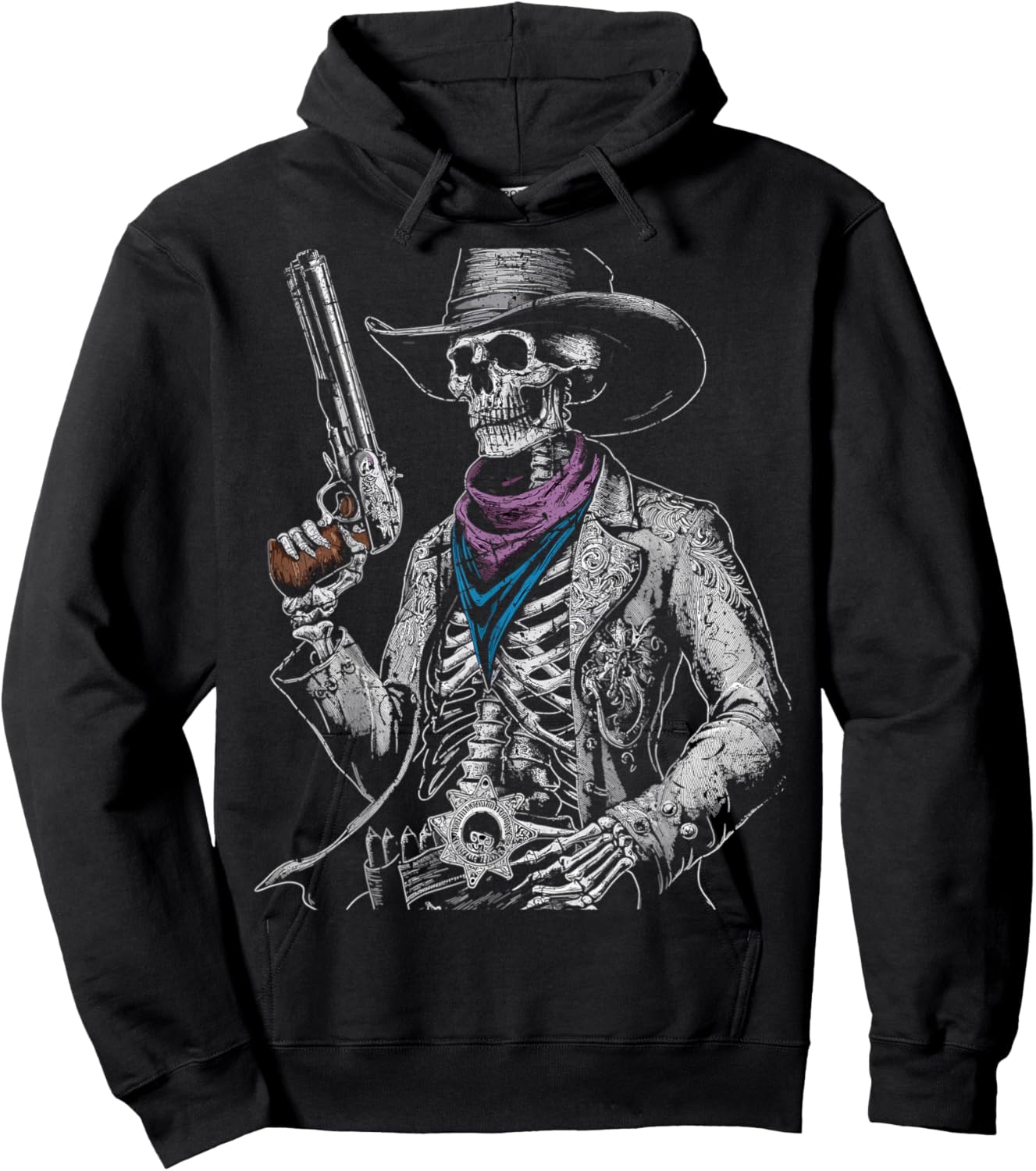 Outlaw Wild West Skeleton Cowboy Gunslinger Hoodie - Hoodie | Black