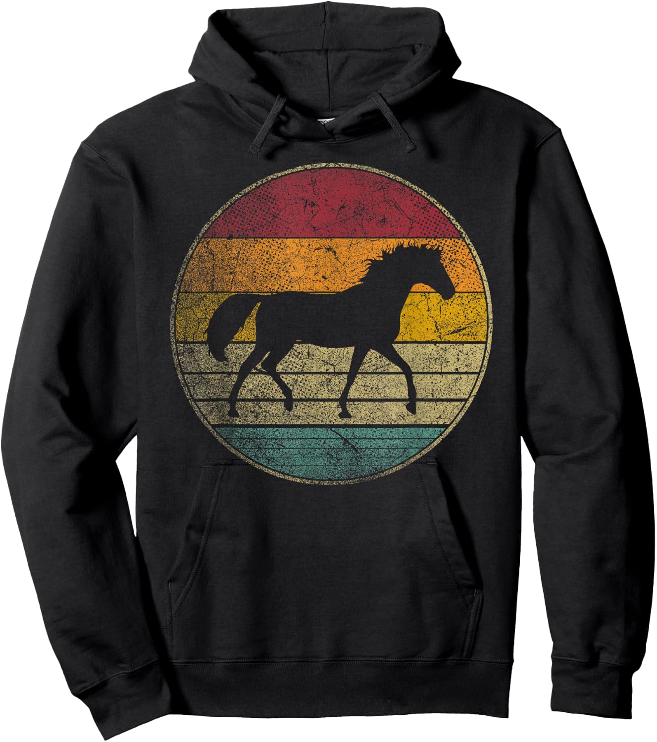 Horse Riding Love Equestrian Girl Vintage Distressed Retro Hoodie - Hoodie | Black