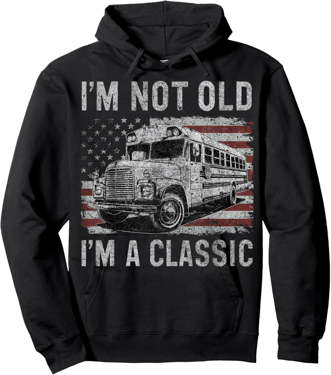 I'm Not Old I'm A Classic School Bus Car Birthday Grandpa Hoodie - Hoodie | Black
