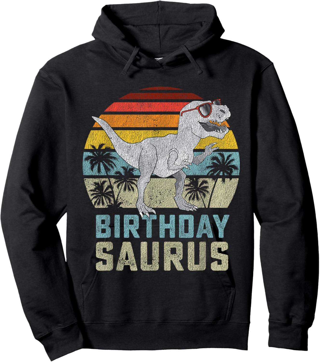 Birthday Saurus Rex Dino BirthdaysSaurus Matching Family Hoodie - Hoodie | Black