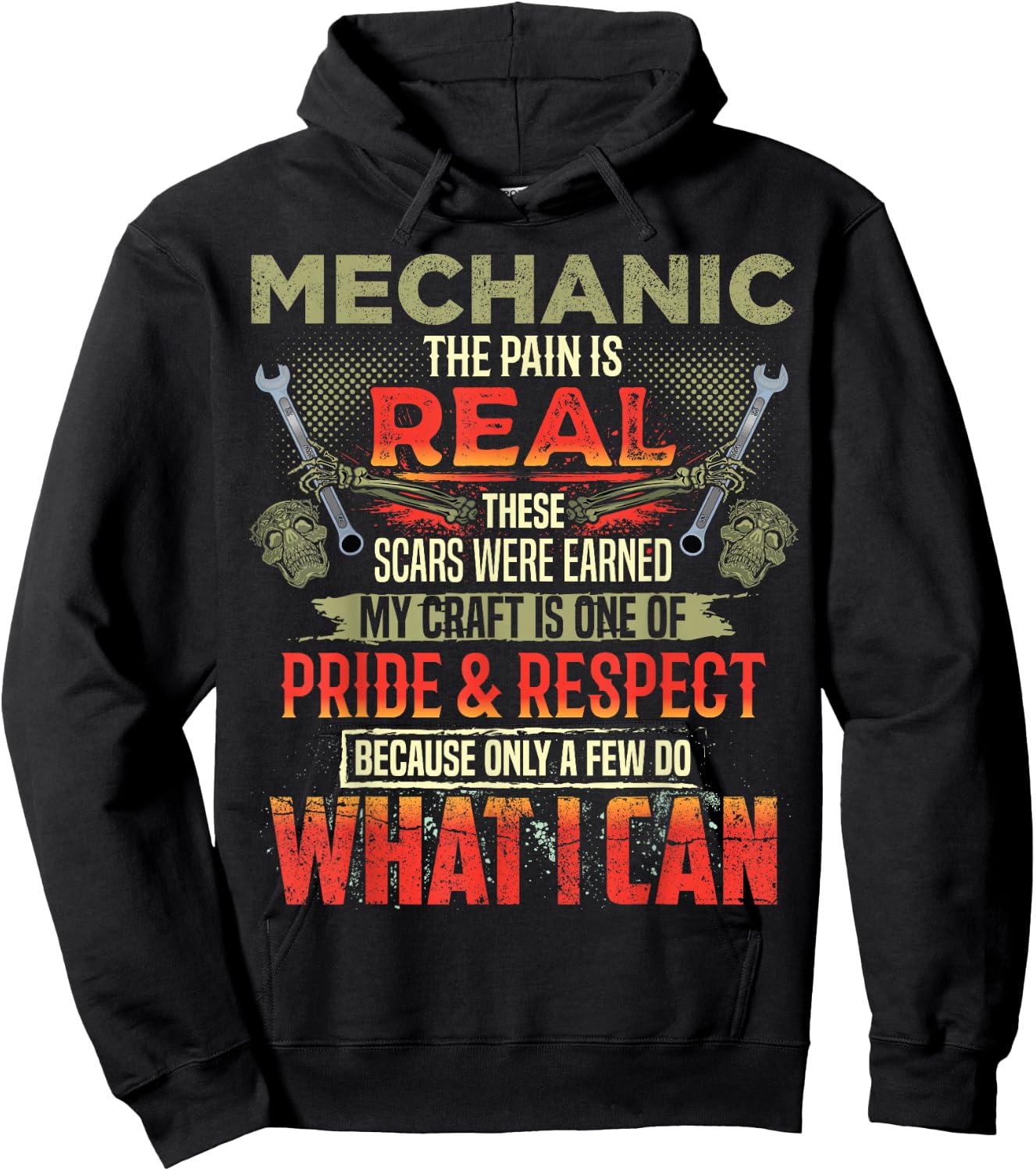 Mechanic The Pain Is Real Funny Auto Mechanic Dad Hoodie - Hoodie | Black