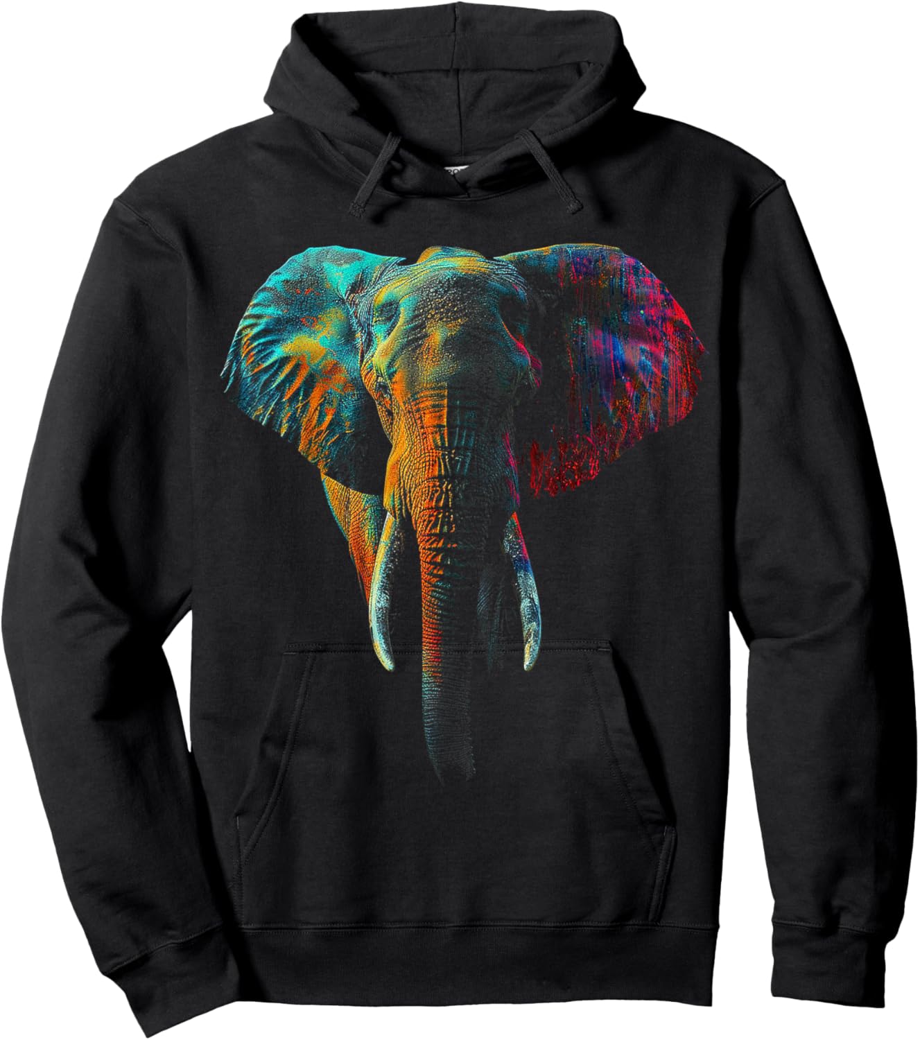 Elephant Colorful Animal Art Graphic Elephant Hoodie - Hoodie | Black