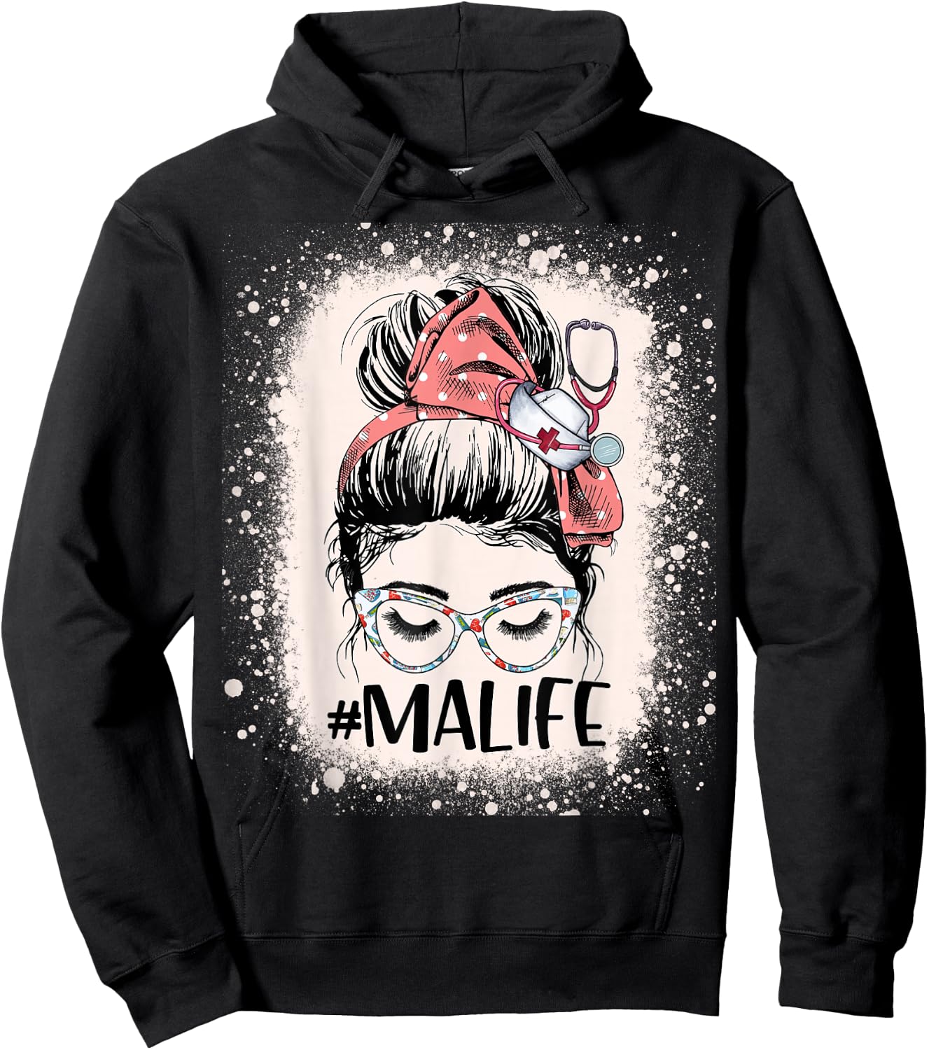 Medical Assistant Messy Bun MA Life Funny Nursing Assistant Hoodie - Hoodie | Black
