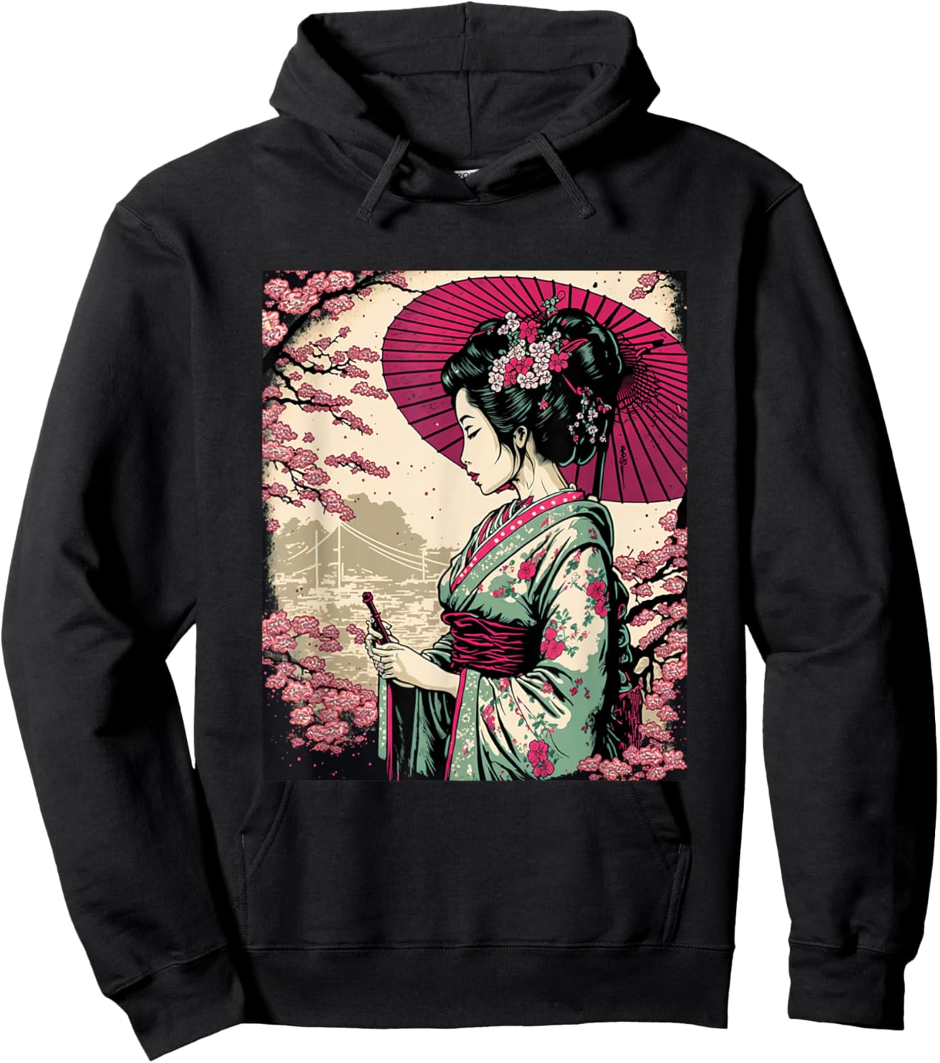 Classic Portrait Geisha Hoodie - Hoodie | Black