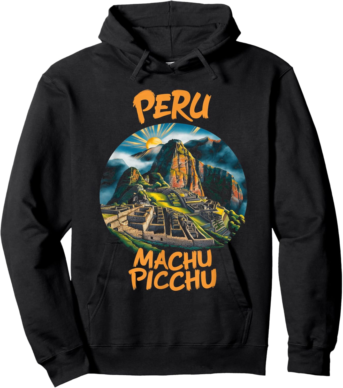 Explore The Beauty of Peru With Machu Picchu Sunrise Hoodie - Hoodie | Black