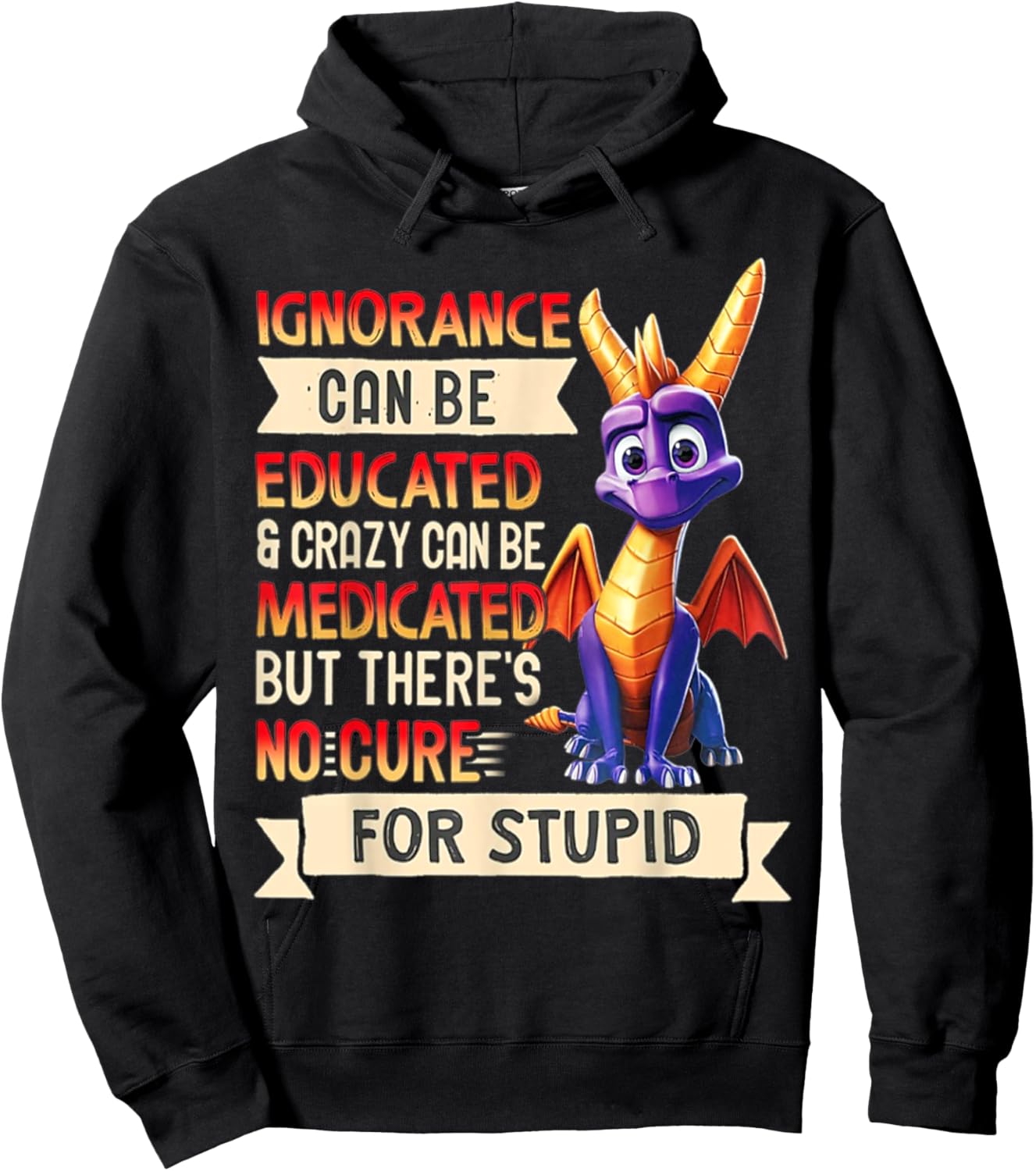 Ignorance Can Be Educated And Crazy Can Be Medicated Hoodie - Hoodie | Black
