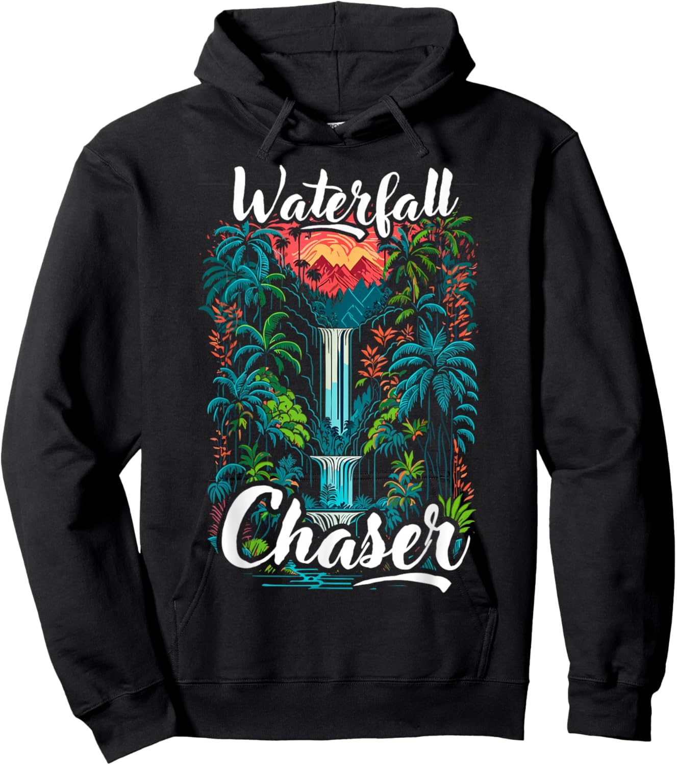 Waterfall chaser, funny, nature, traveling and outdoors Hoodie - Hoodie | Black