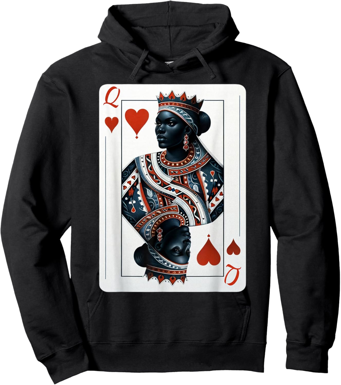 Black Queen of Hearts Card Deck Game Proud Black Woman Hoodie - Hoodie | Black