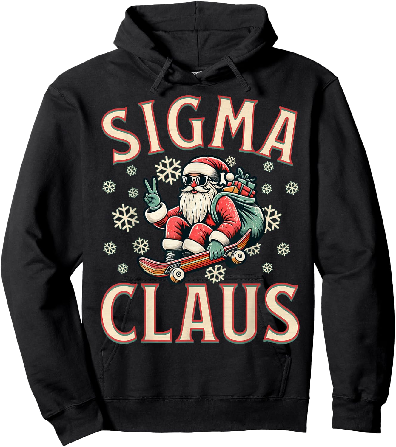 Sigma Claus Funny Santa Christmas Meme Teens Boys Kids Xmas Hoodie - Hoodie | Black