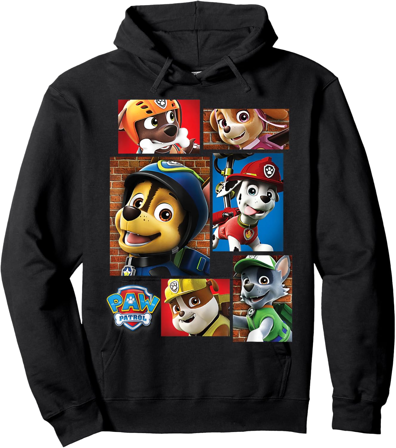 Paw Patrol Rescue Dogs In Squares Hoodie - Hoodie | Black