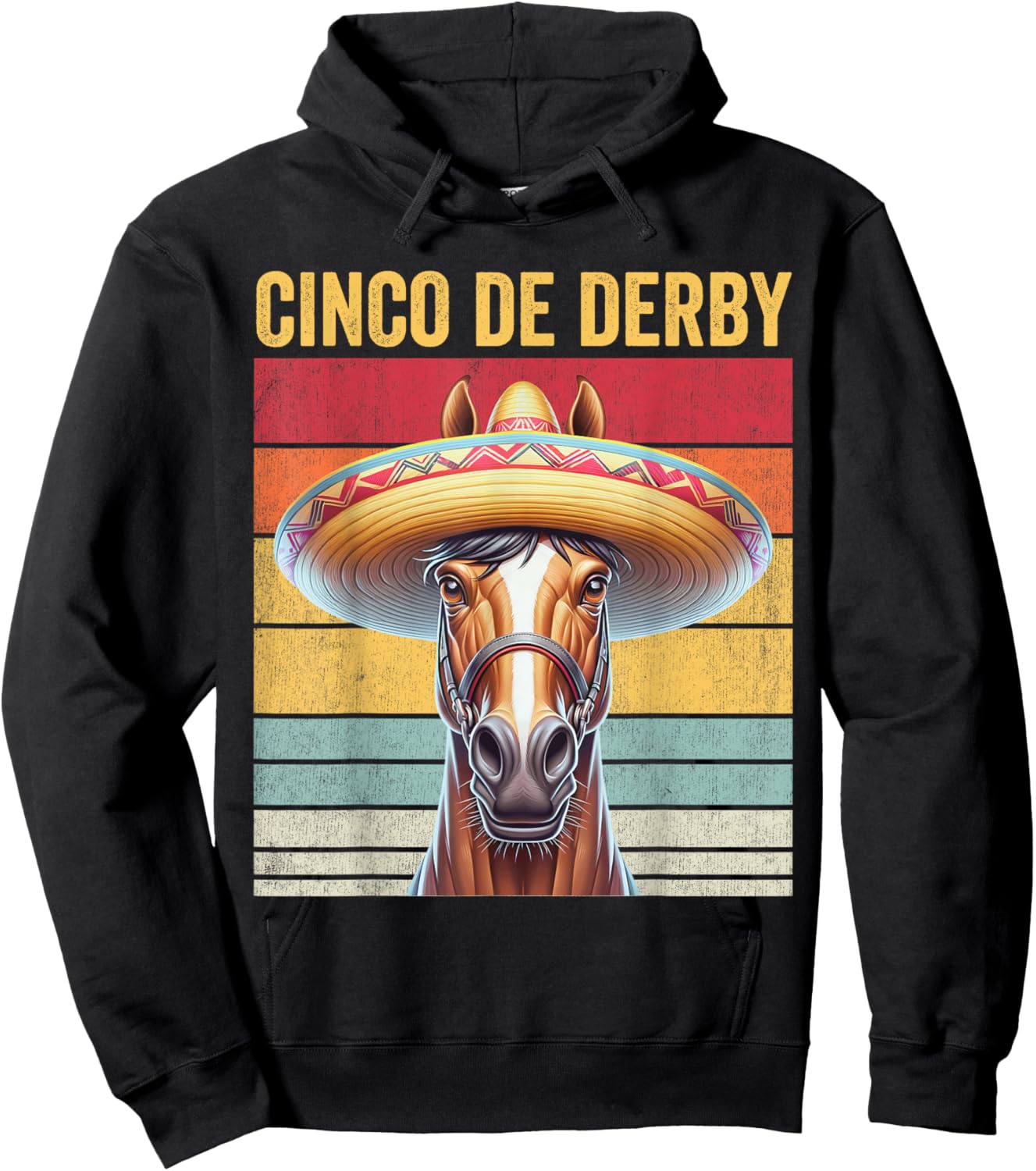 Cinco De Derby, Funny Racehorse, Cinco De Derby Hoodie - Hoodie | Black