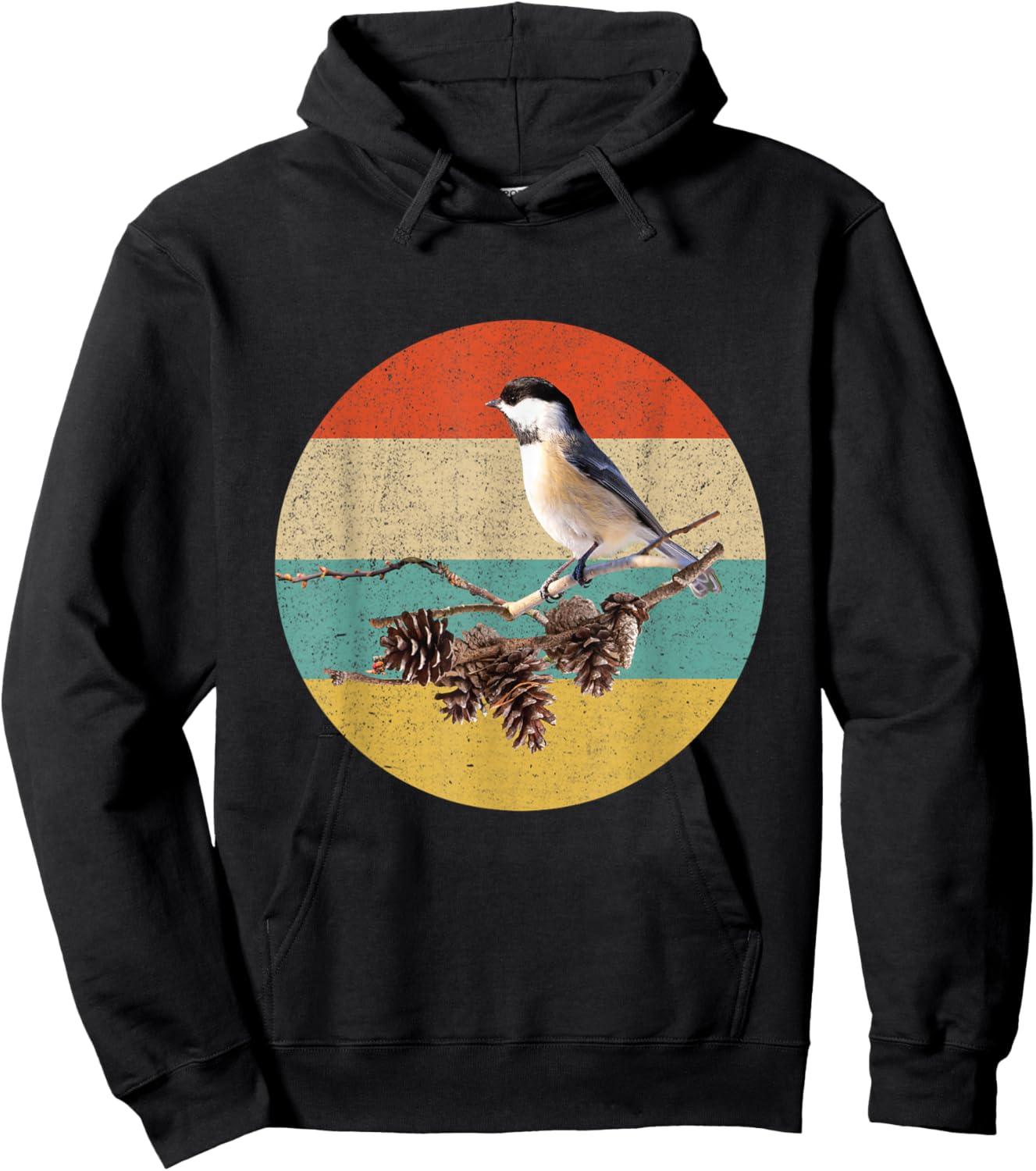 Ornithology Chickadee Bird Lover Retro Chickadee Bird Hoodie - Hoodie | Black