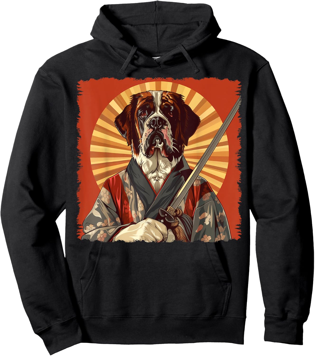 St. Bernard Dog Japanese Art Samurai Ukiyo-e Hoodie - Hoodie | Black