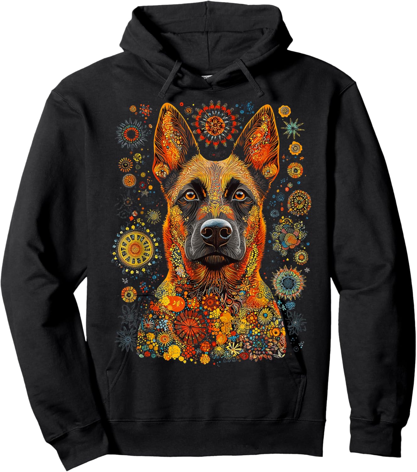 Malinois Belgian dog art mandala belgian malinois belgian , Black, S Hoodie - Hoodie | Black