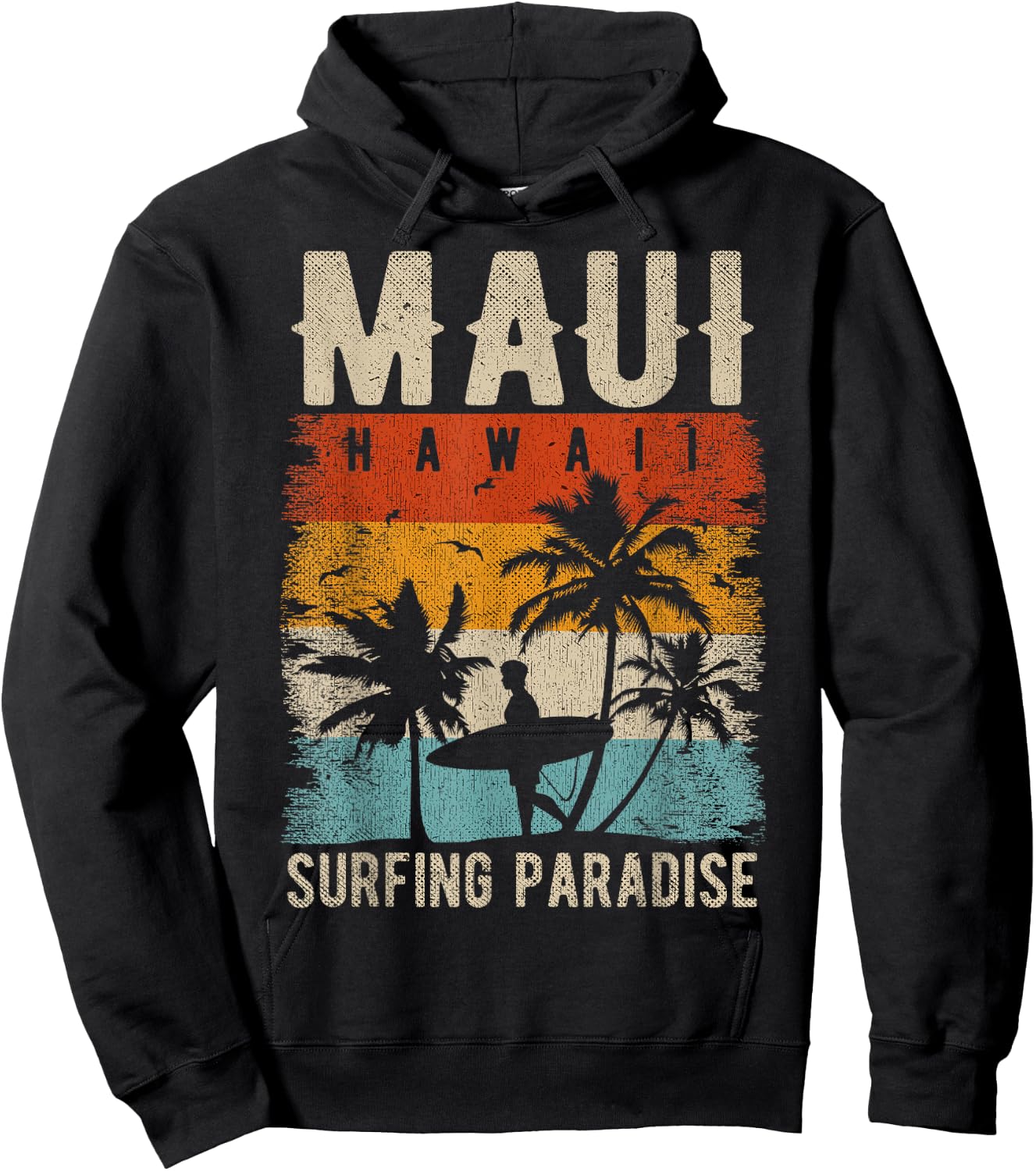 Maui Surfer Outfit Maui Clothing Maui Hawaii Souvenir Maui Hoodie - Hoodie | Black