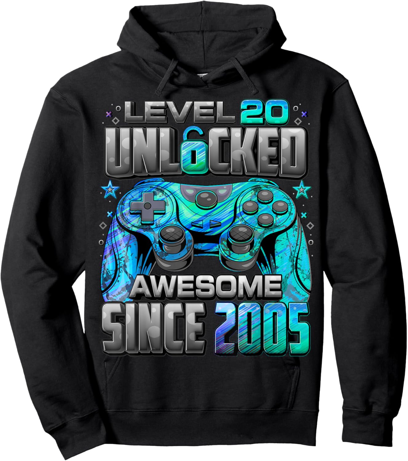 Level 20 Unlocked Awesome Since 2005 20th Birthday Gaming Hoodie - Hoodie | Black