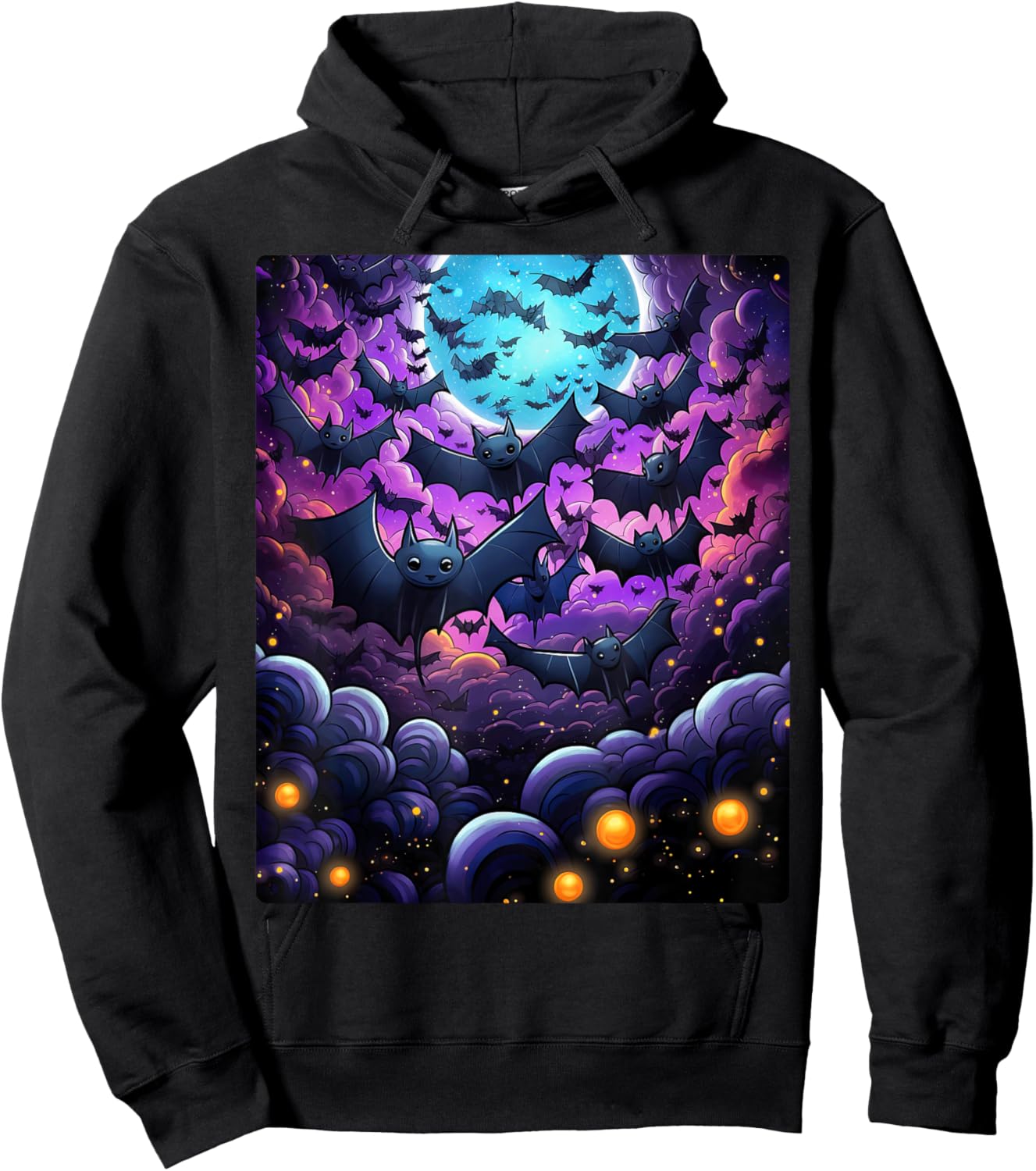 Gothic Bat Spooky Bats Pattern Moon Night Hoodie - Hoodie | Black