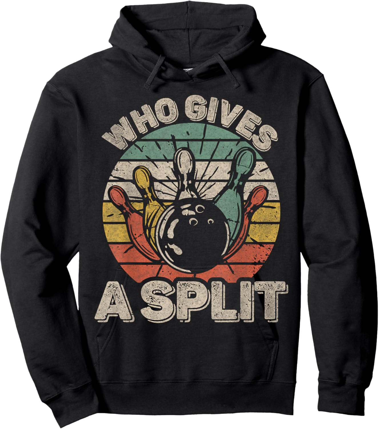 Who Gives A Split Retro Bowling Bowler Team Funny Hoodie - Hoodie | Black