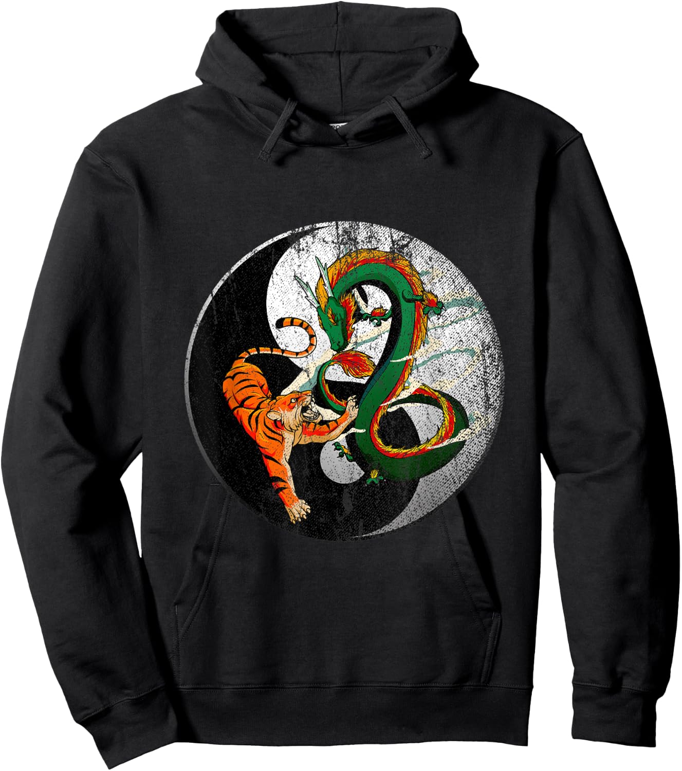 Dragon Yin Yang Tiger Hoodie - Hoodie | Black