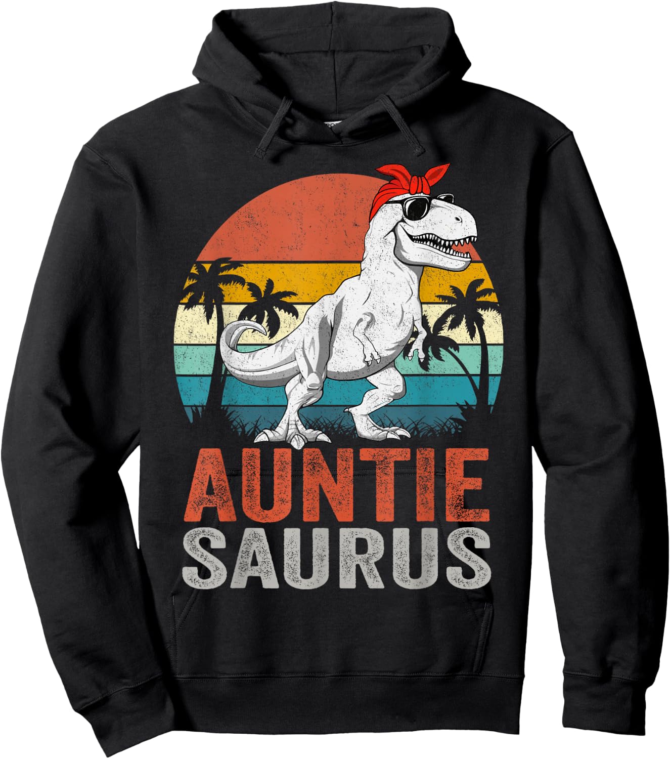 Auntiesaurus T Rex Dinosaur Auntie Saurus Family Matching Hoodie - Hoodie | Black