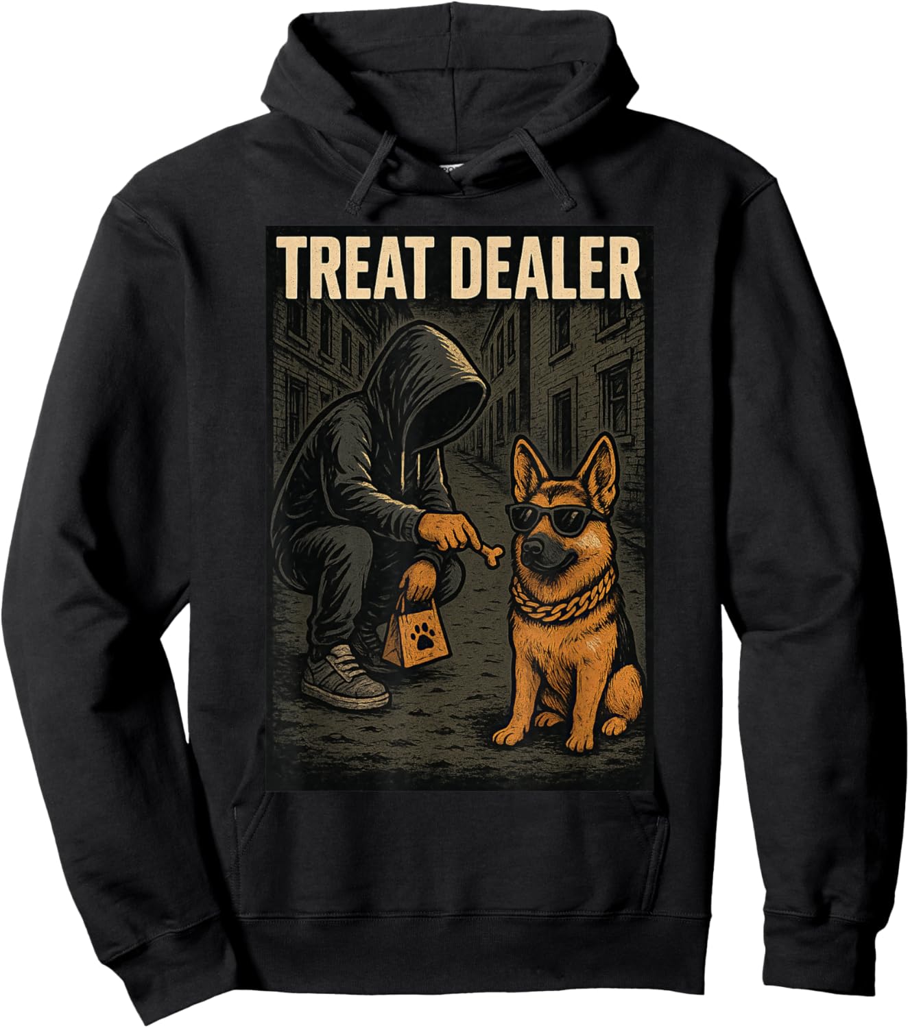 German Shepherd Treat Dealer Parody Humor Dog Lover Hoodie - Hoodie | Black