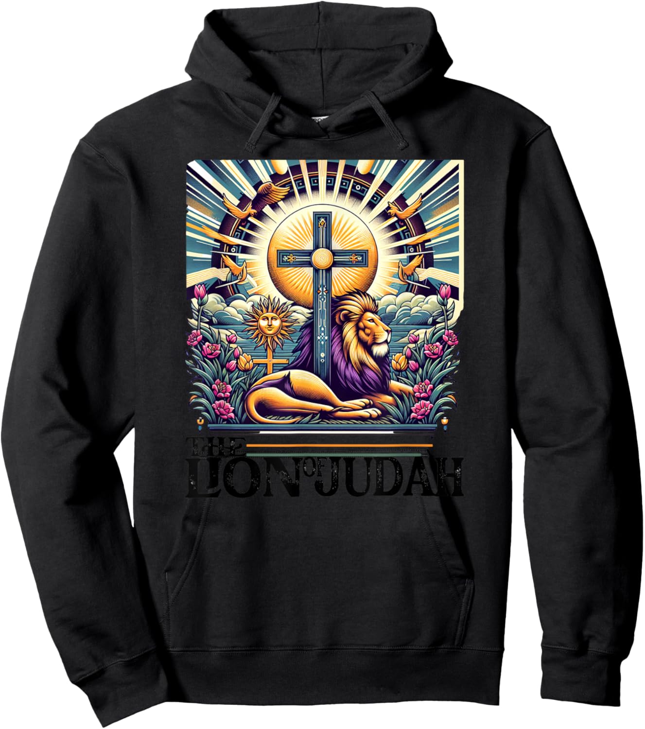 Lion of Judah Men Women Vintage Religious Animal Easter Hoodie - Hoodie | Black