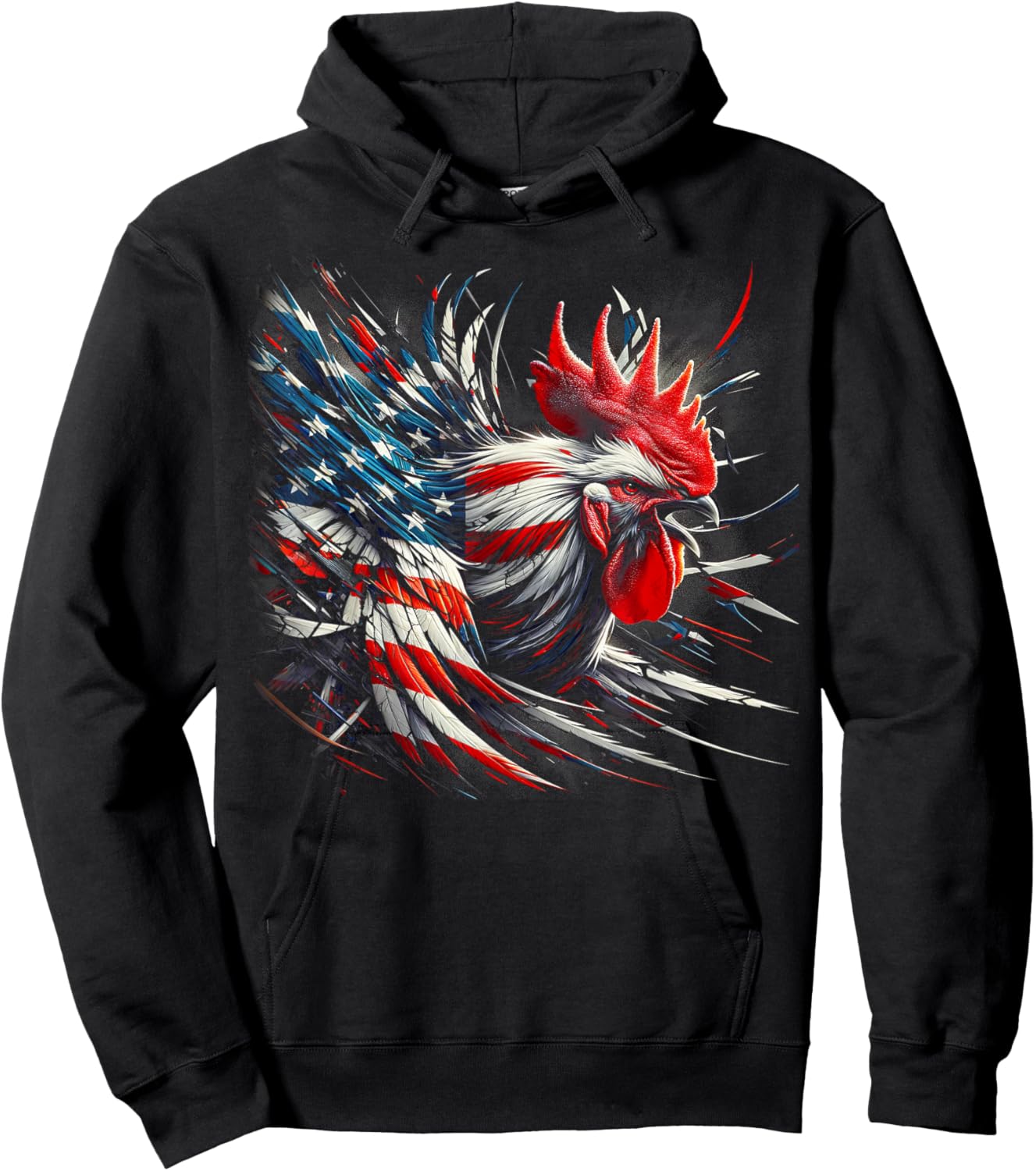 American Flag Rooster Chicken 4th of July Animal Hoodie - Hoodie | Black