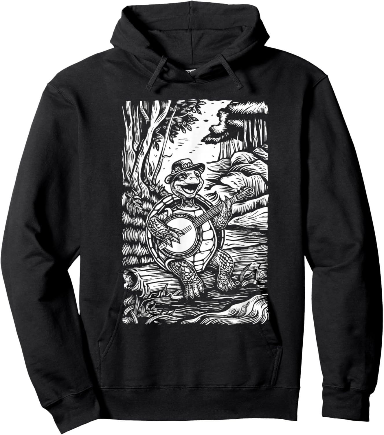 Happy Terrapin BanjoPlayer Folk Music Bluegrass Hoodie - Hoodie | Black