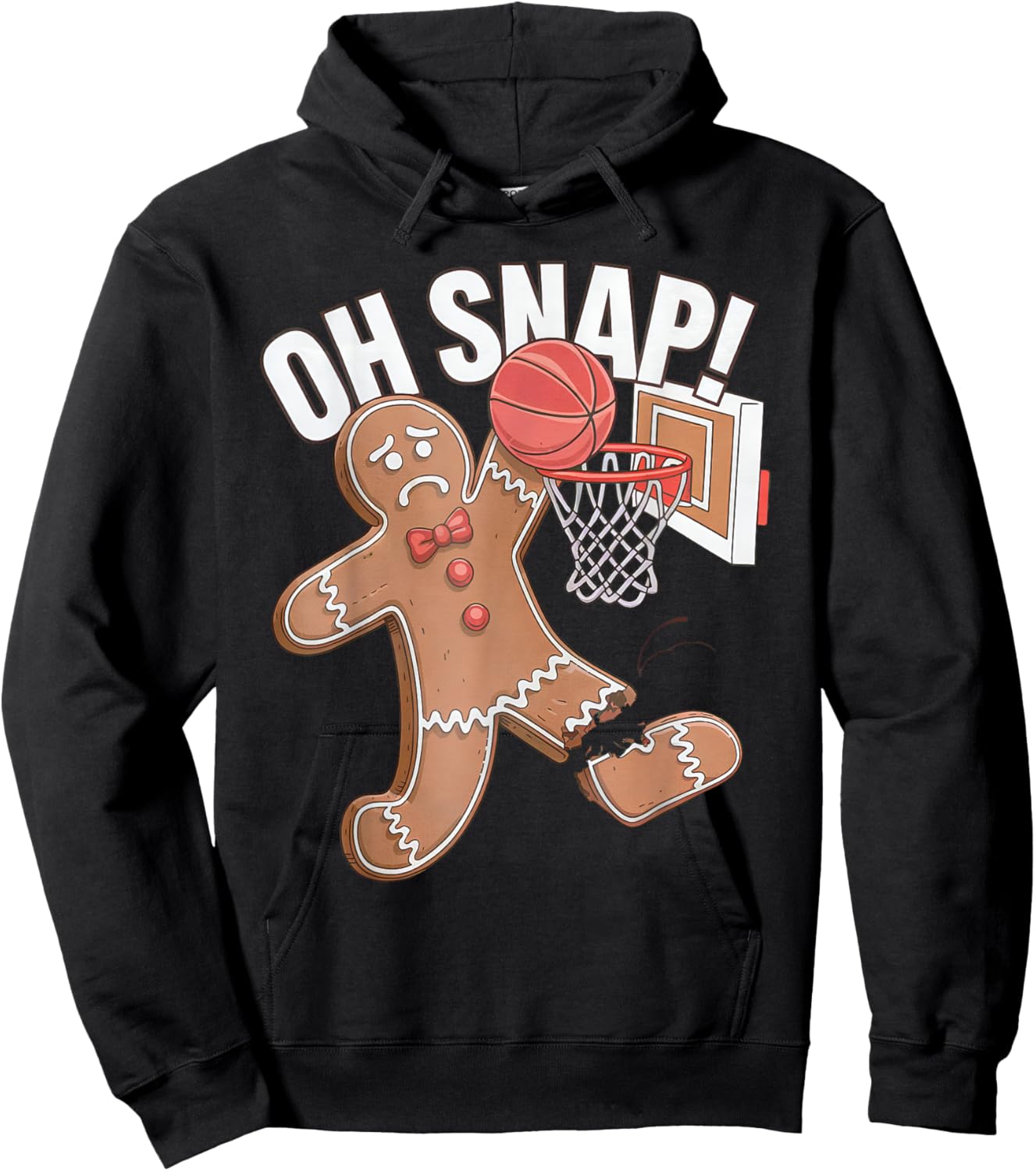 Oh Snap! Gingerbread Man Basketball Xmas Cookie Christmas Hoodie - Hoodie | Black