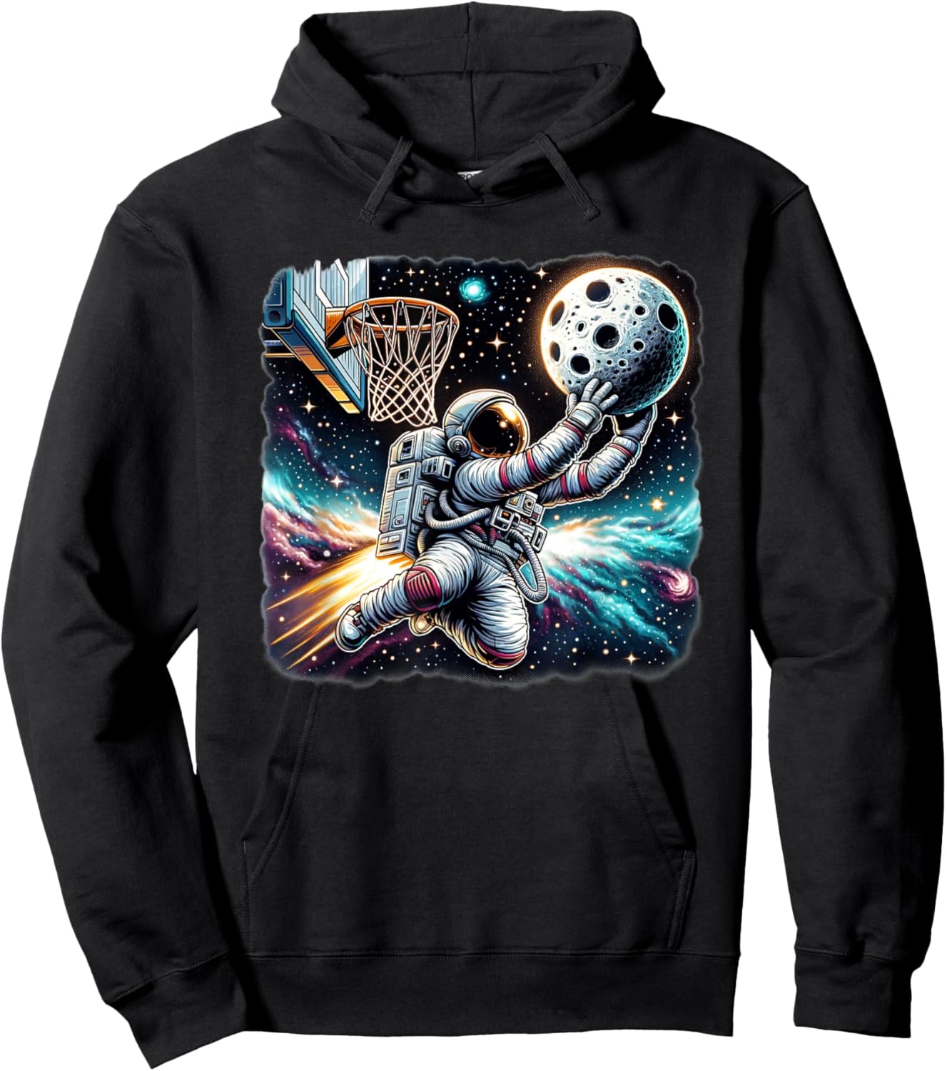 Astronaut Slam Dunking Moon Astrology Basketball Lover Hoodie - Hoodie | Black