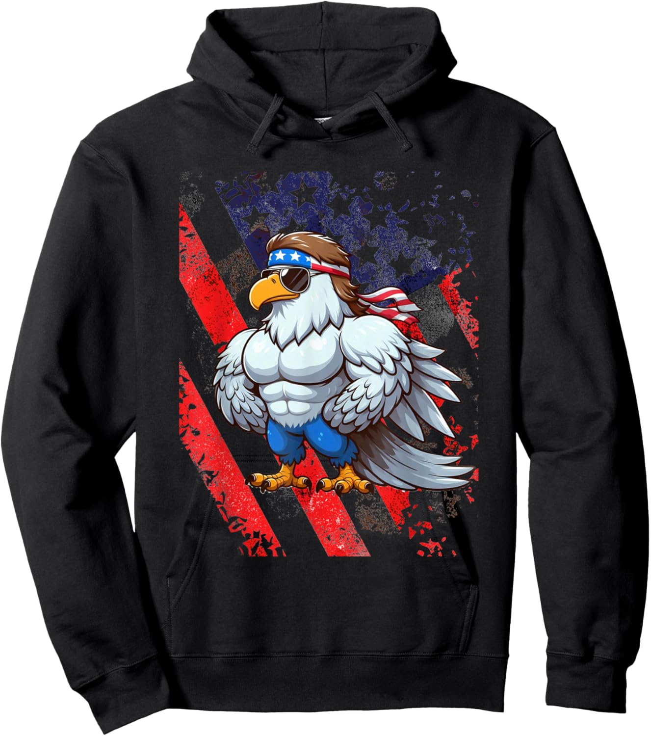 Funny American Mullet Eagle America 4th Of July Merica Hoodie - Hoodie | Black