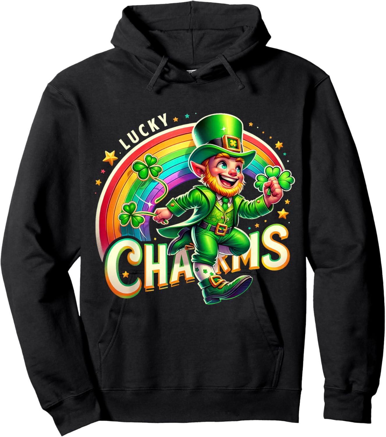 Lucky Charms Leprechaun St Patrick's Day Rainbow Irish Kids Hoodie - Hoodie | Black