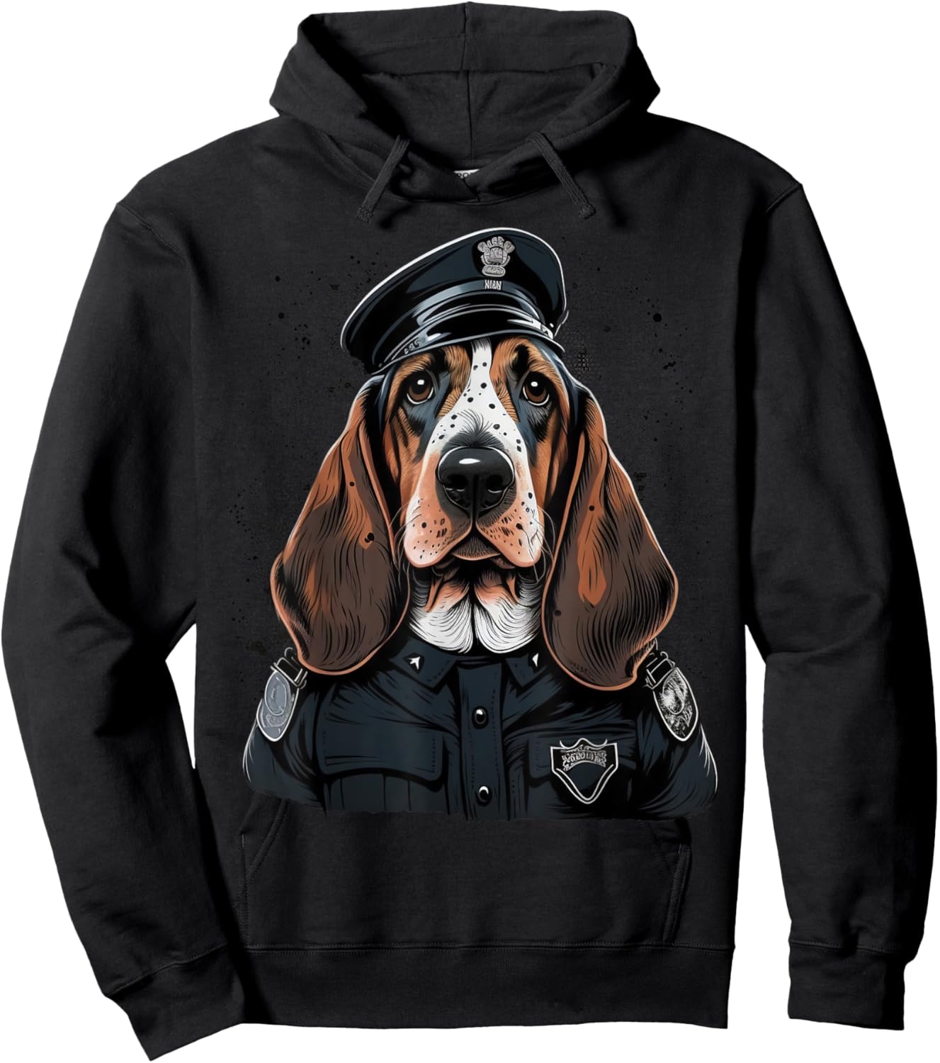 Police Officer Basset Hound Cop dog on Police Basset Hound Men Women Kids Hoodie - Hoodie | Black