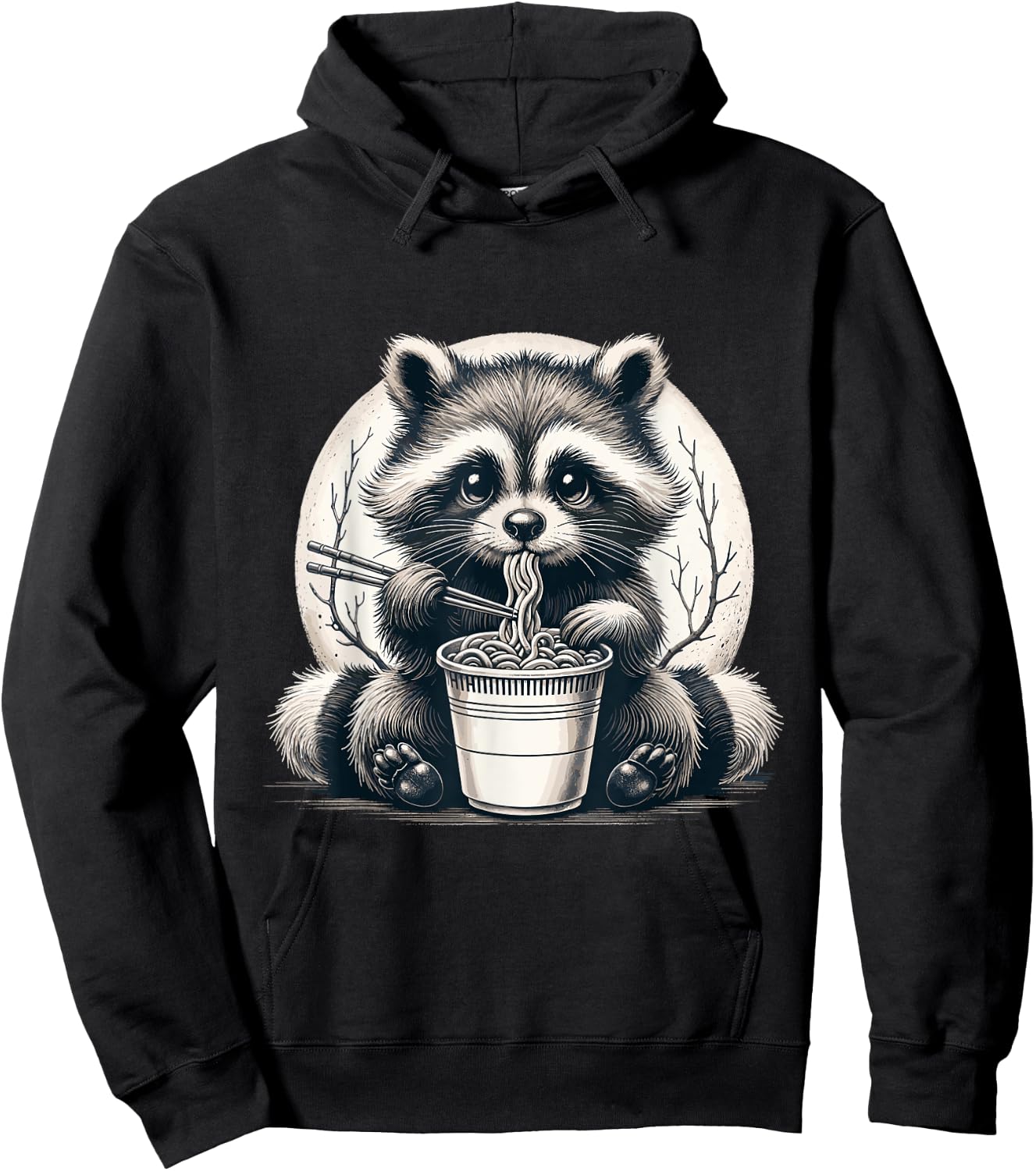 Raccoon Eating Ramen Shirt Instant Noodle Cup Racoon Lover Hoodie - Hoodie | Black