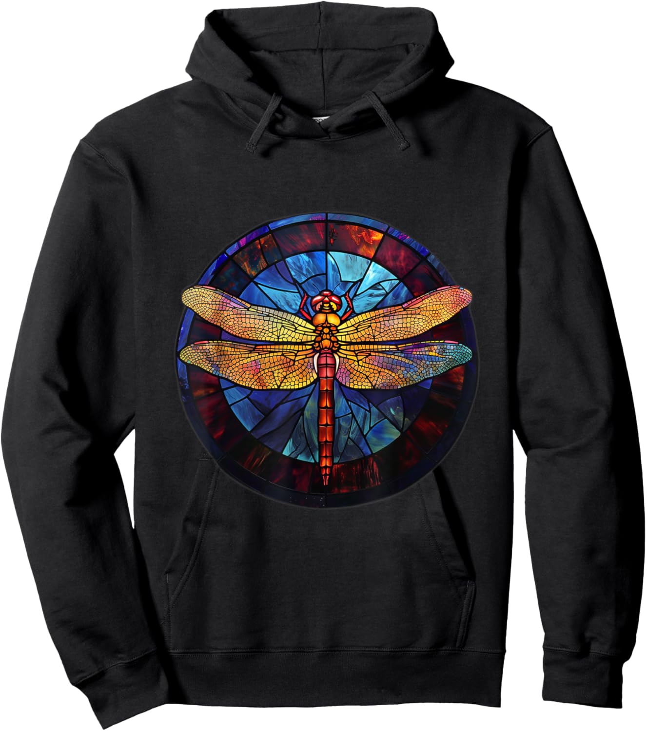 Beautiful nature. Dragonfly. Stained glass graphic. Hoodie - Hoodie | Black