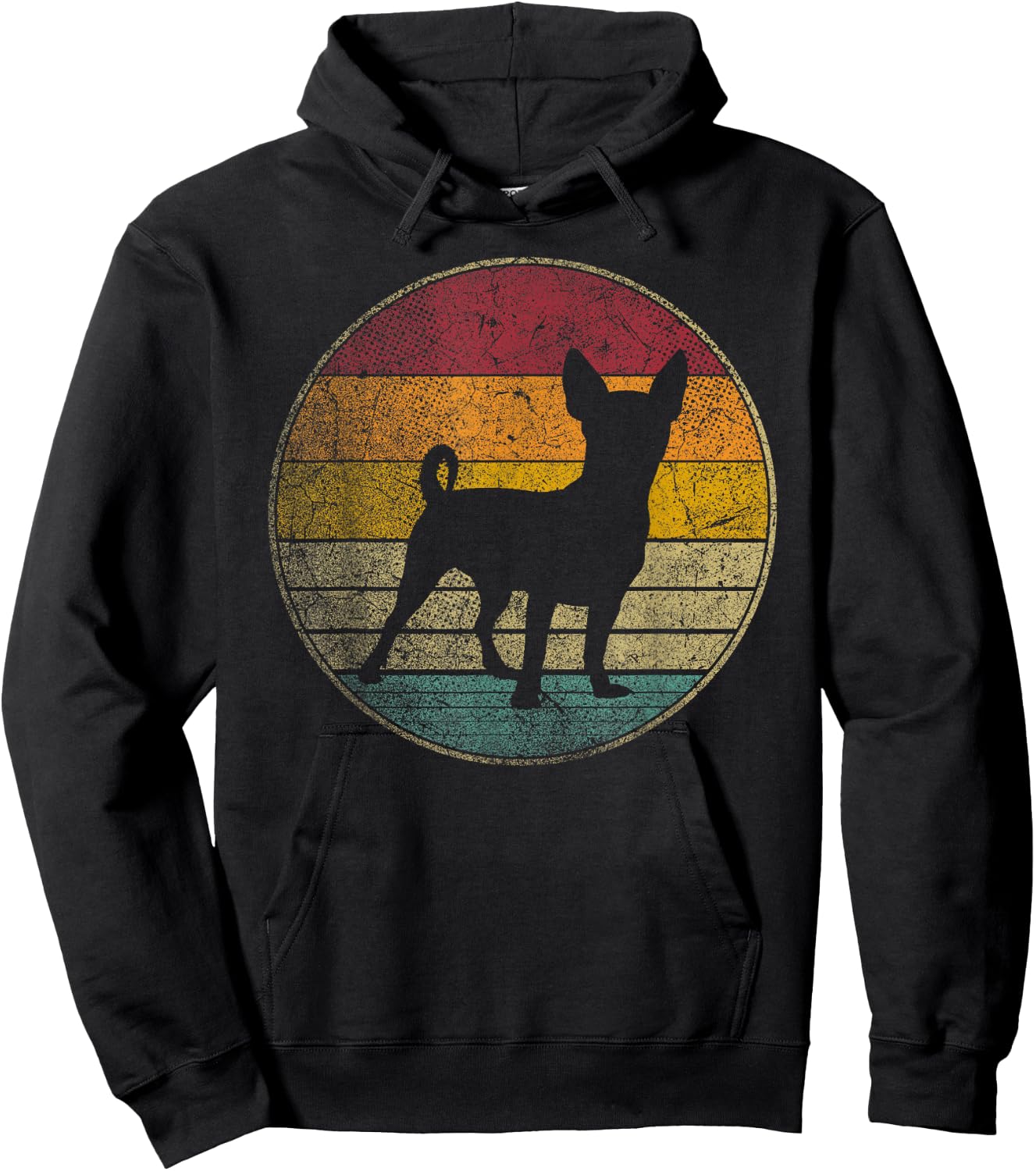 Chihuahua Dog Vintage Distressed Retro Style Silhouette Gift Hoodie - Hoodie | Black