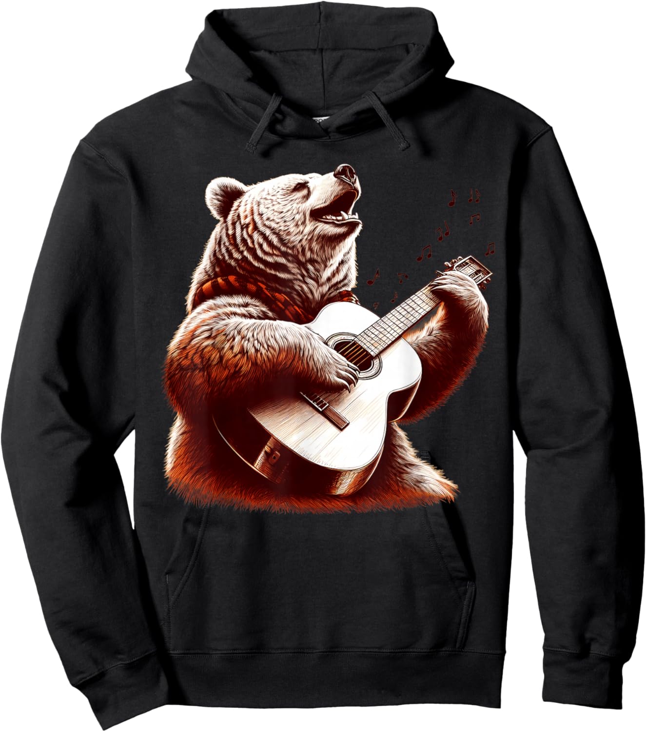 Bear Playing Guitar Funny Rock Music Guitar Hoodie - Hoodie | Black