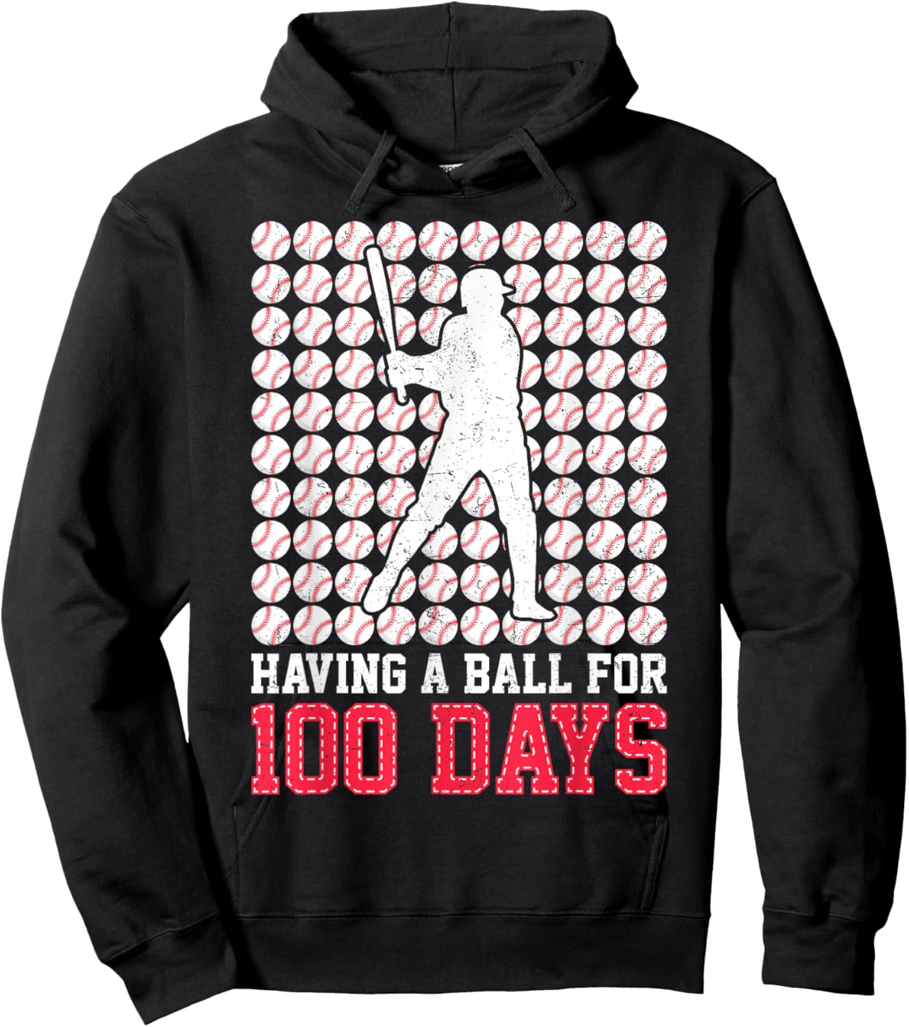 100 Days Of School Baseball 100th Day Balls For Boys Players Hoodie - Hoodie | Black
