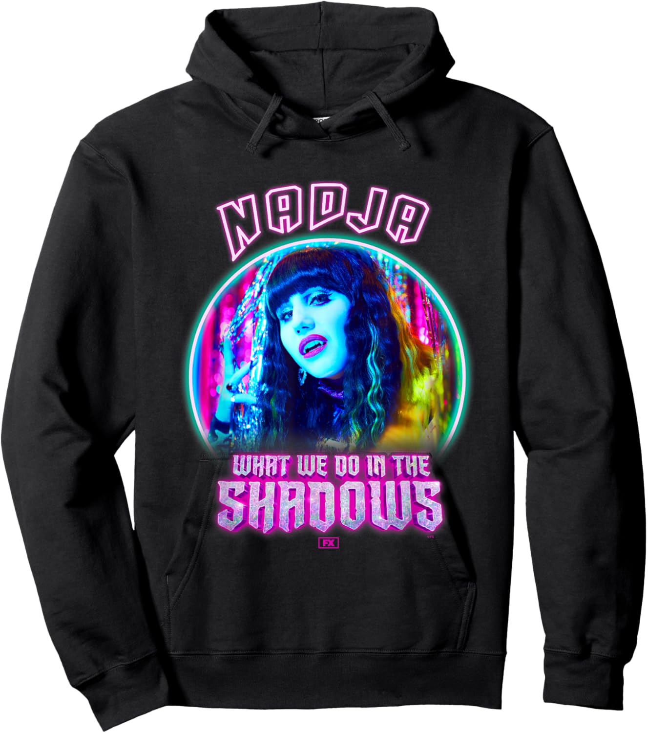 What We Do In The Shadows Cool Nadja Big Chest Neon Portrait Hoodie - Hoodie | Black