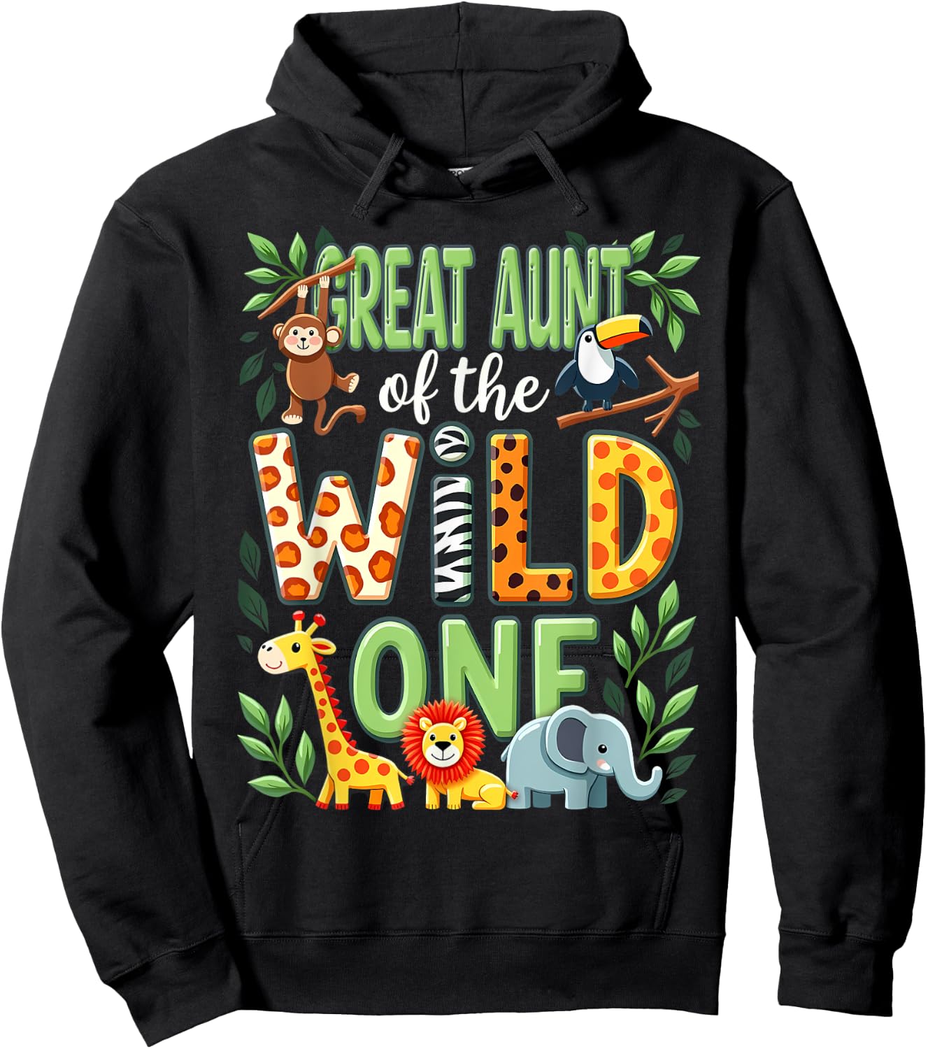 1st Birthday Safari Zoo Great Aunt Of The Wild One Hoodie - Hoodie | Black