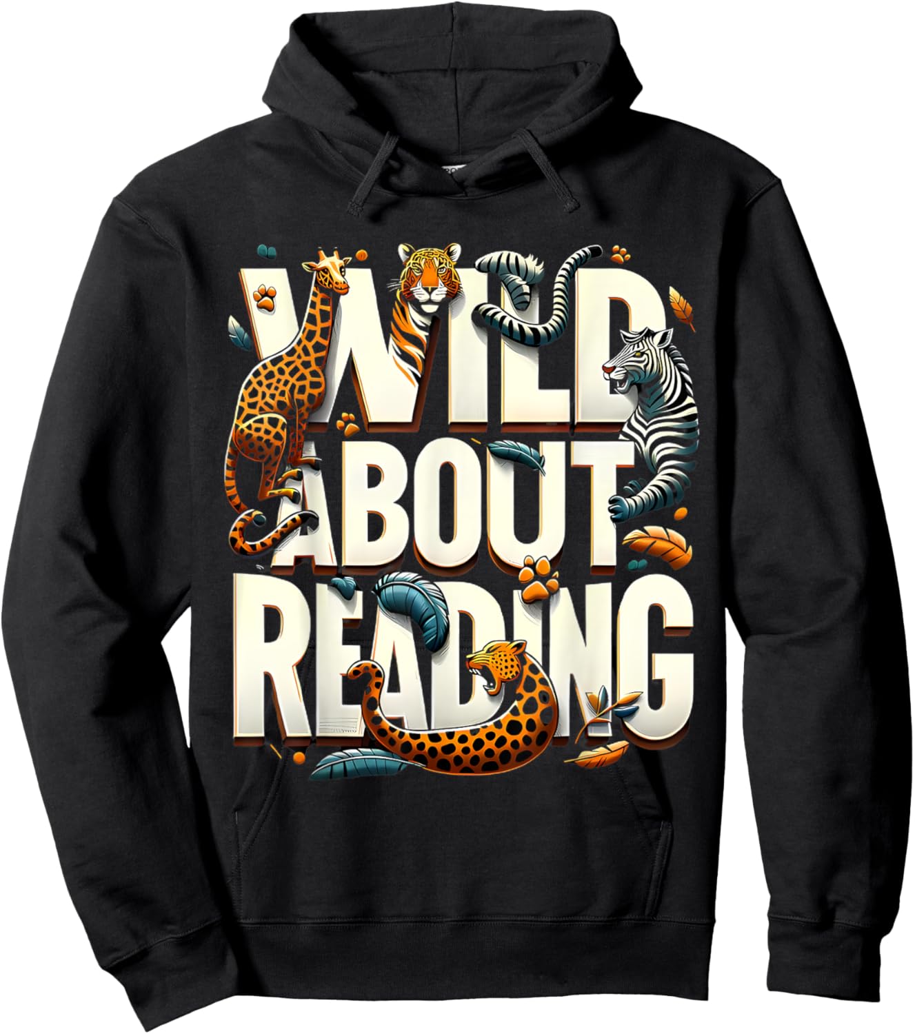 Wild About Reading Bookworm Library Day Book Lover Hoodie - Hoodie | Black